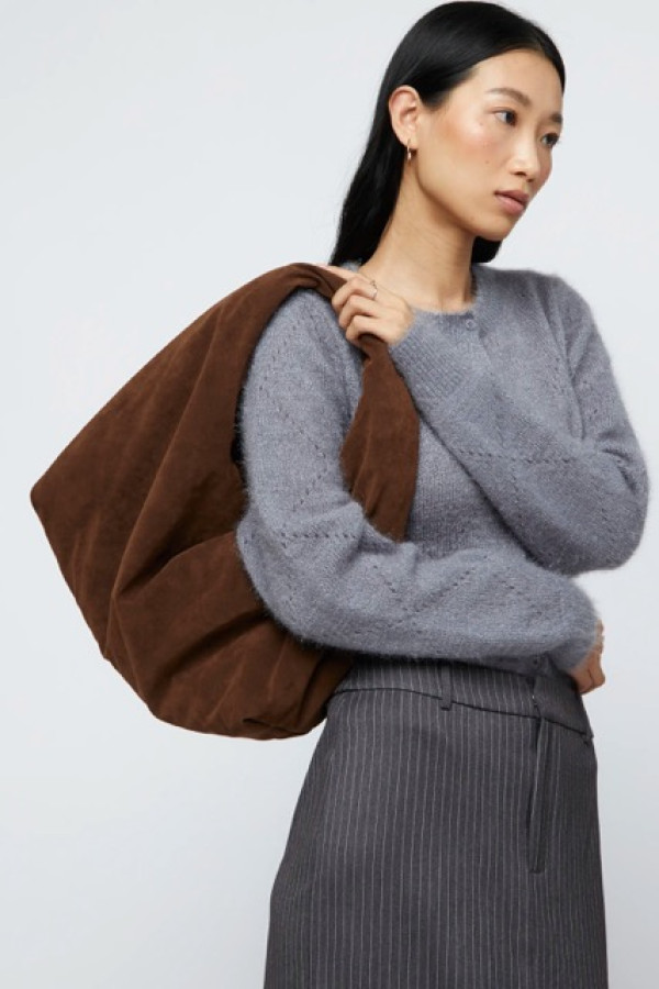 BROWN SUEDE BIG SHOULDER BAG